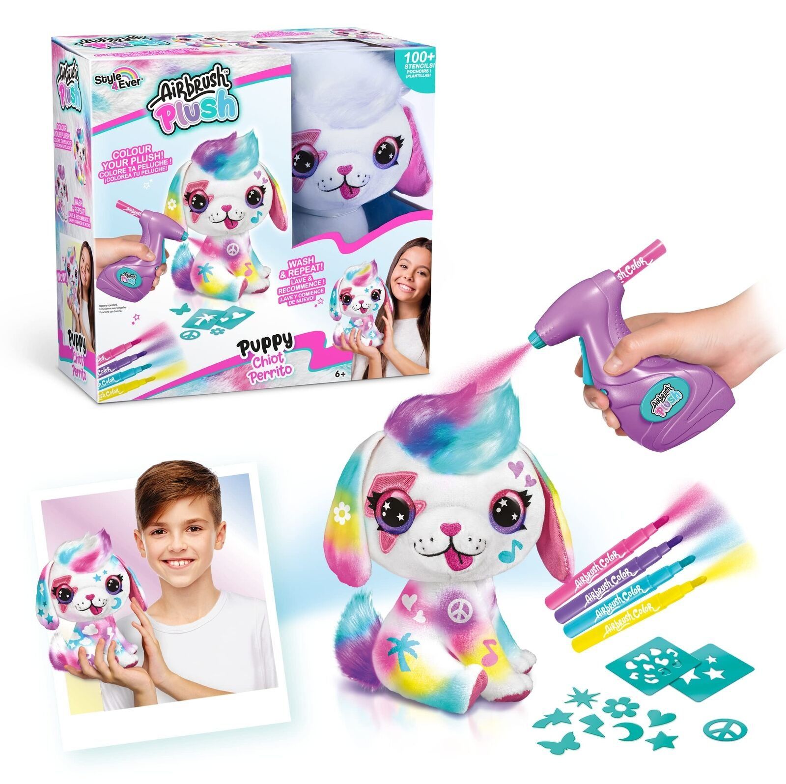 Airbrush Plush Puppy Chiot Perrito Spreyle Peluş Boyama ve Şekillendirme Seti