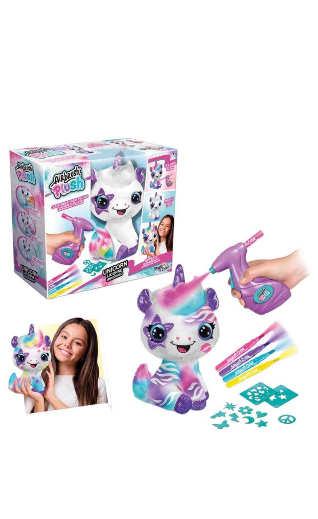 Airbrush Plush Unicorn Licorne Unicornio Spreyle Peluş Boyama ve Şekillendirme Seti