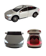 Tesla Marka Metal Model Araba - Tüm Kapılar Açılır, Işıklı ve Sesli 1:22 Ölçek! Beyaz