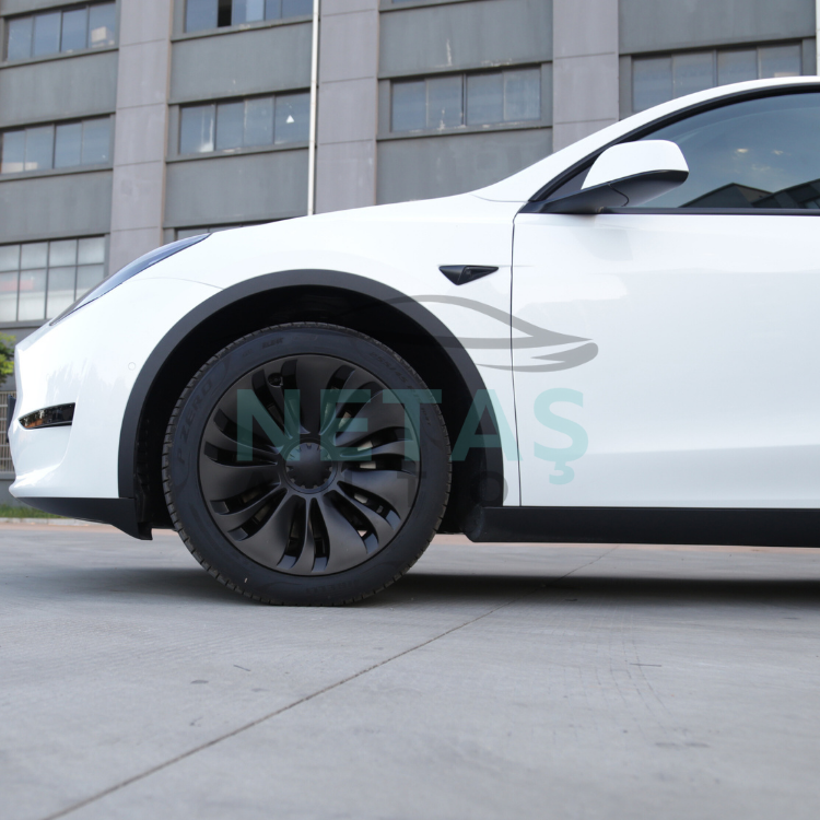 Tesla Model Y 19'' Uberturbine V4 Jant Kapakları / Mat Siyah - ABS Koruma