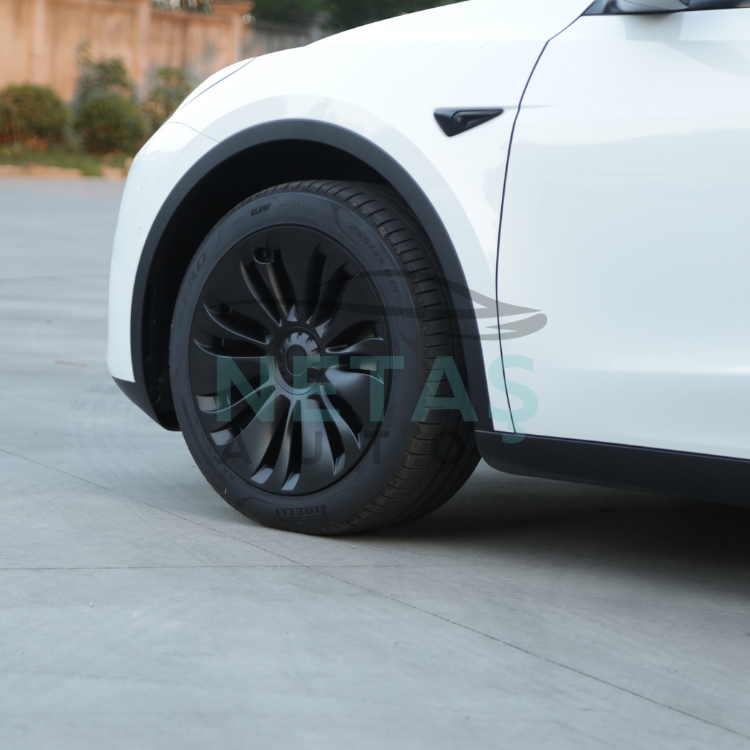Tesla Model Y 19'' Uberturbine V4 Jant Kapakları / Mat Siyah - ABS Koruma