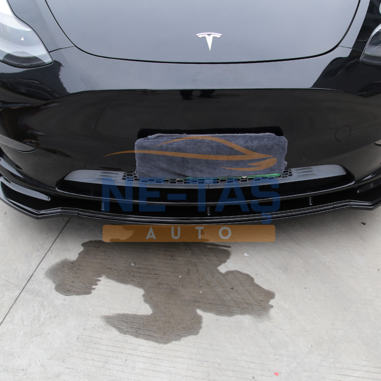 Model Y Stil 1 Ön Tampon Spoiler Parlak Siyah