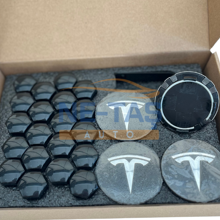 Tesla Model Y Orijinal Alüminyum Jant Göbek ve Bijon (Parlak) Kapakları Antrasit