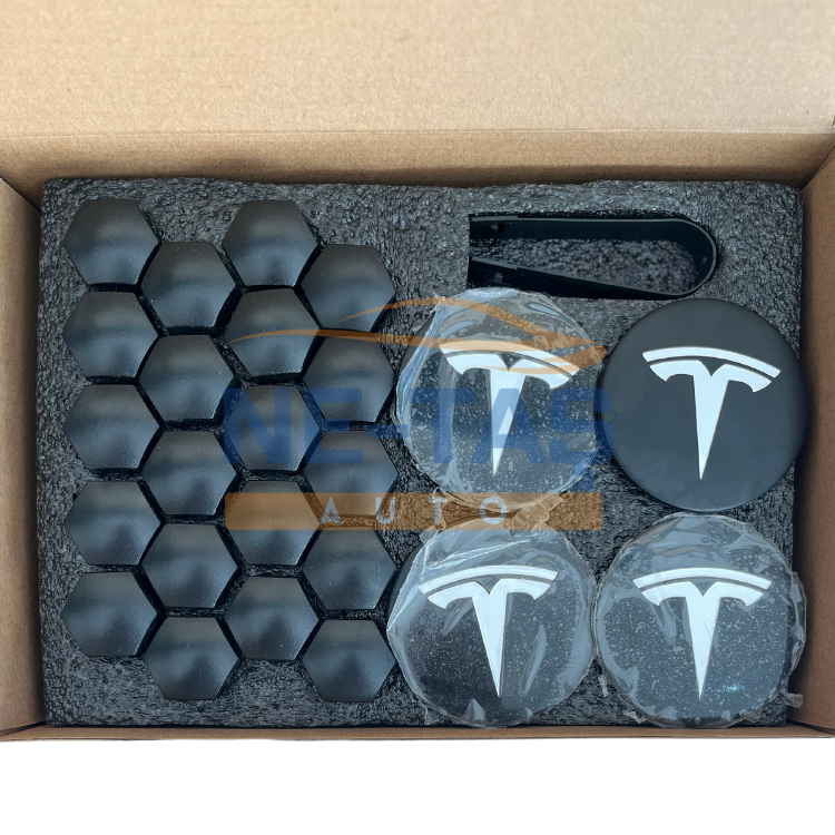 Tesla Model Y Orijinal Alüminyum Jant Göbek ve Bijon Kapakları Mat Siyah