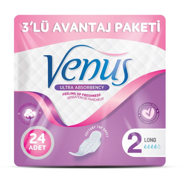 VENÜS HİJYENİK PED UZUN 24 ADET (3 PAKET)