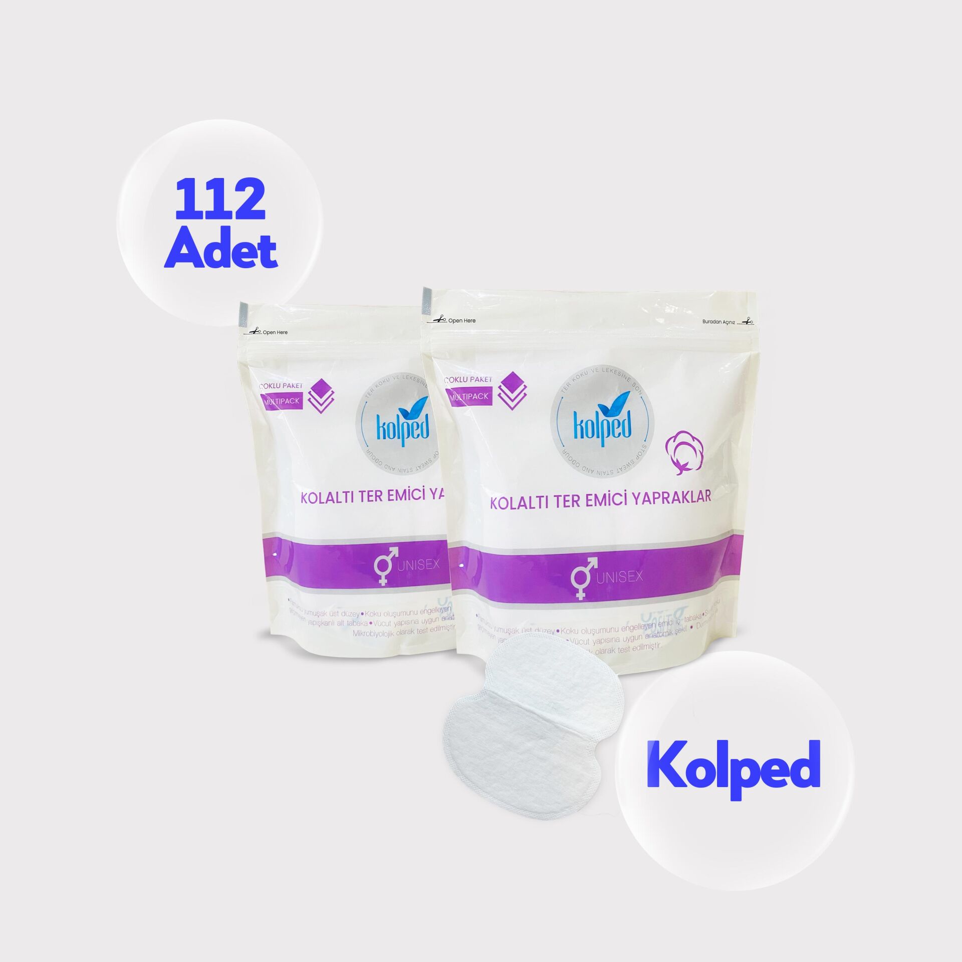 KOLPED Koltuk Altı Pedi Ter Emici Yapraklar 112 Adet (2 PAKET)