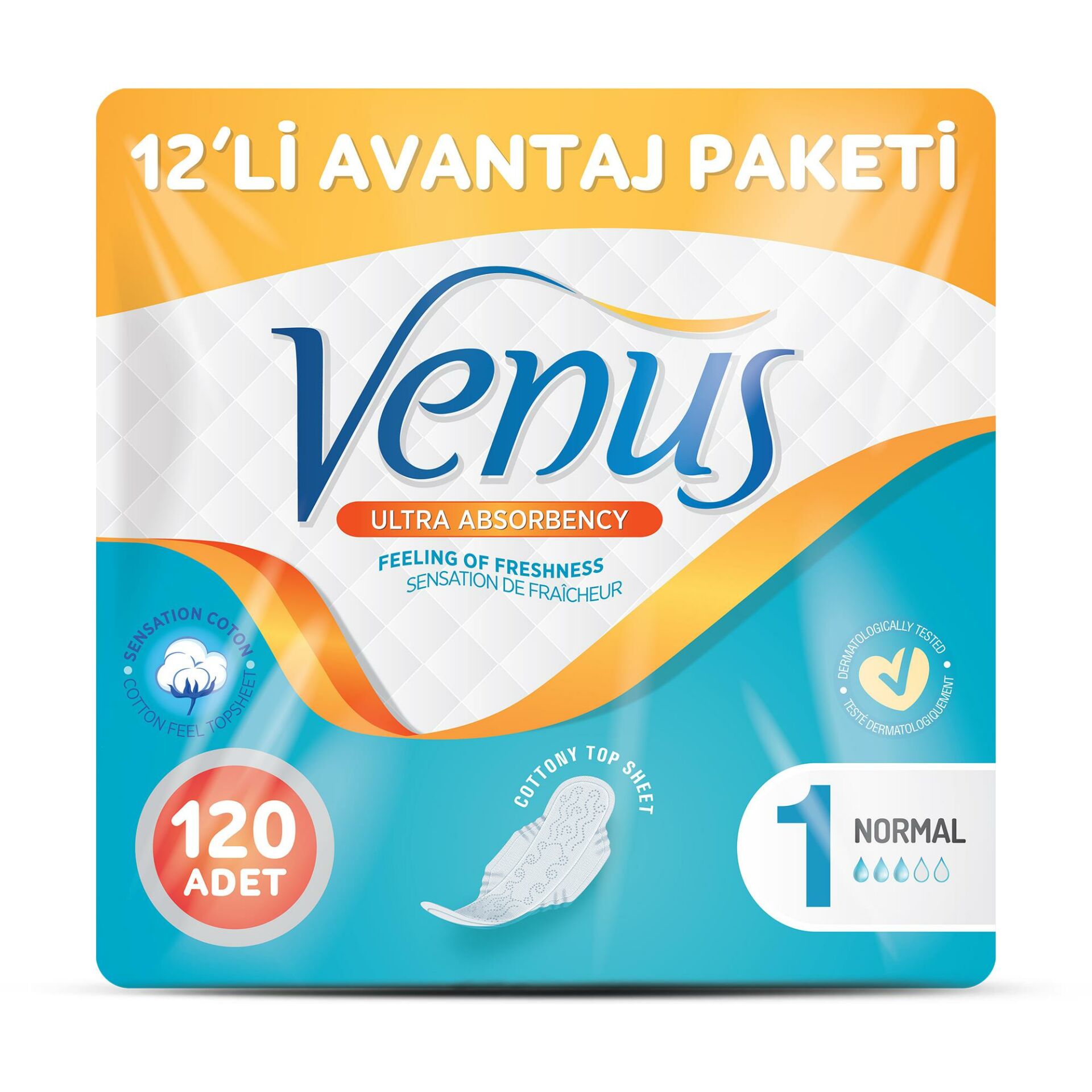 VENÜS HİJYENİK PED NORMAL 120 ADET (12 PAKET)