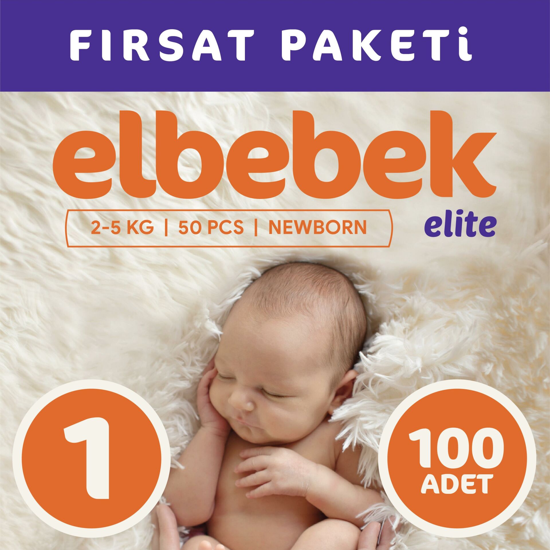 ELBEBEK ELİTE BEBEK BEZİ 1 NUMARA YENİDOĞAN 100 ADET