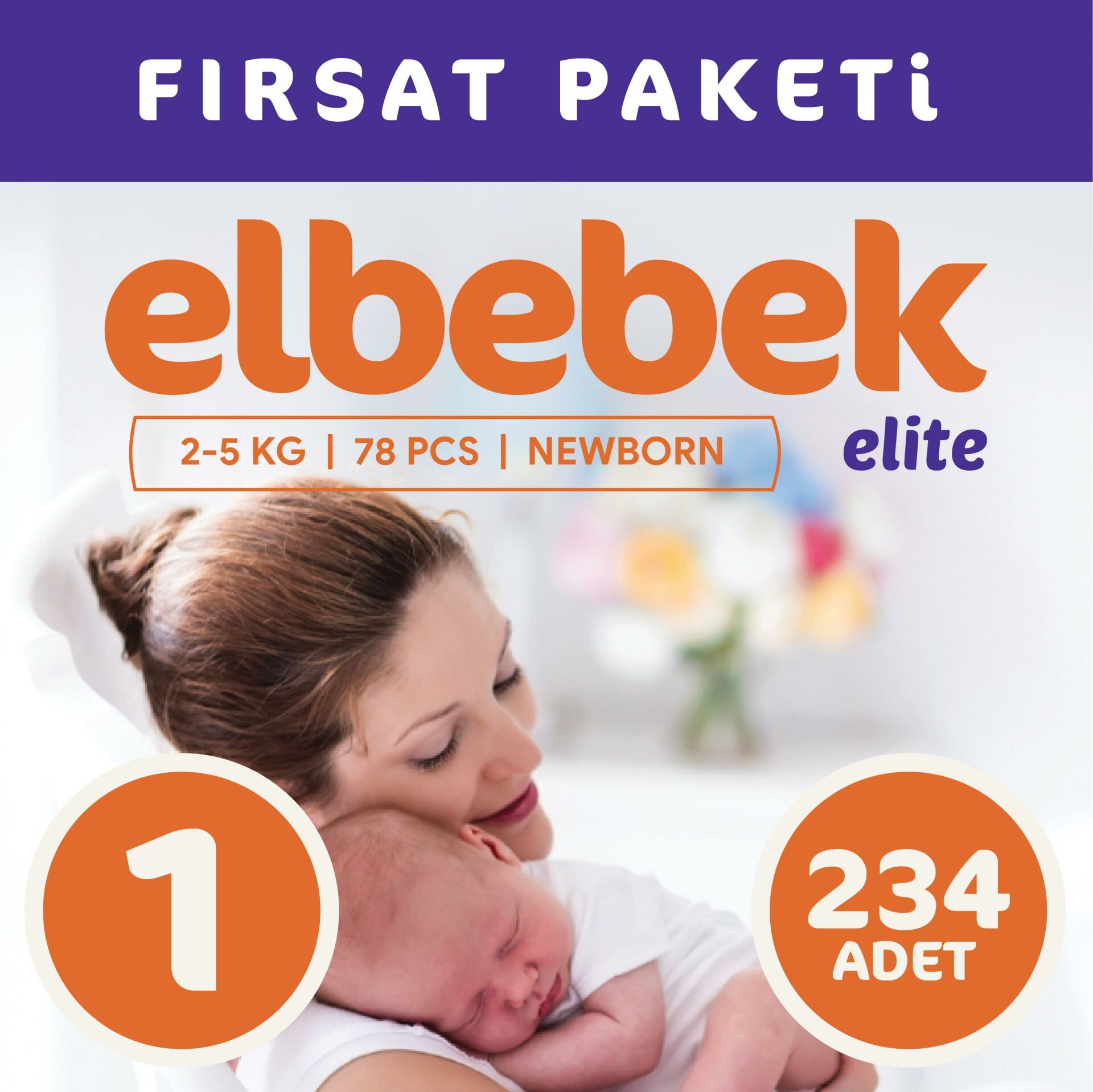 ELBEBEK ELİTE BEBEK BEZİ 1 NUMARA YENİDOĞAN 234 ADET