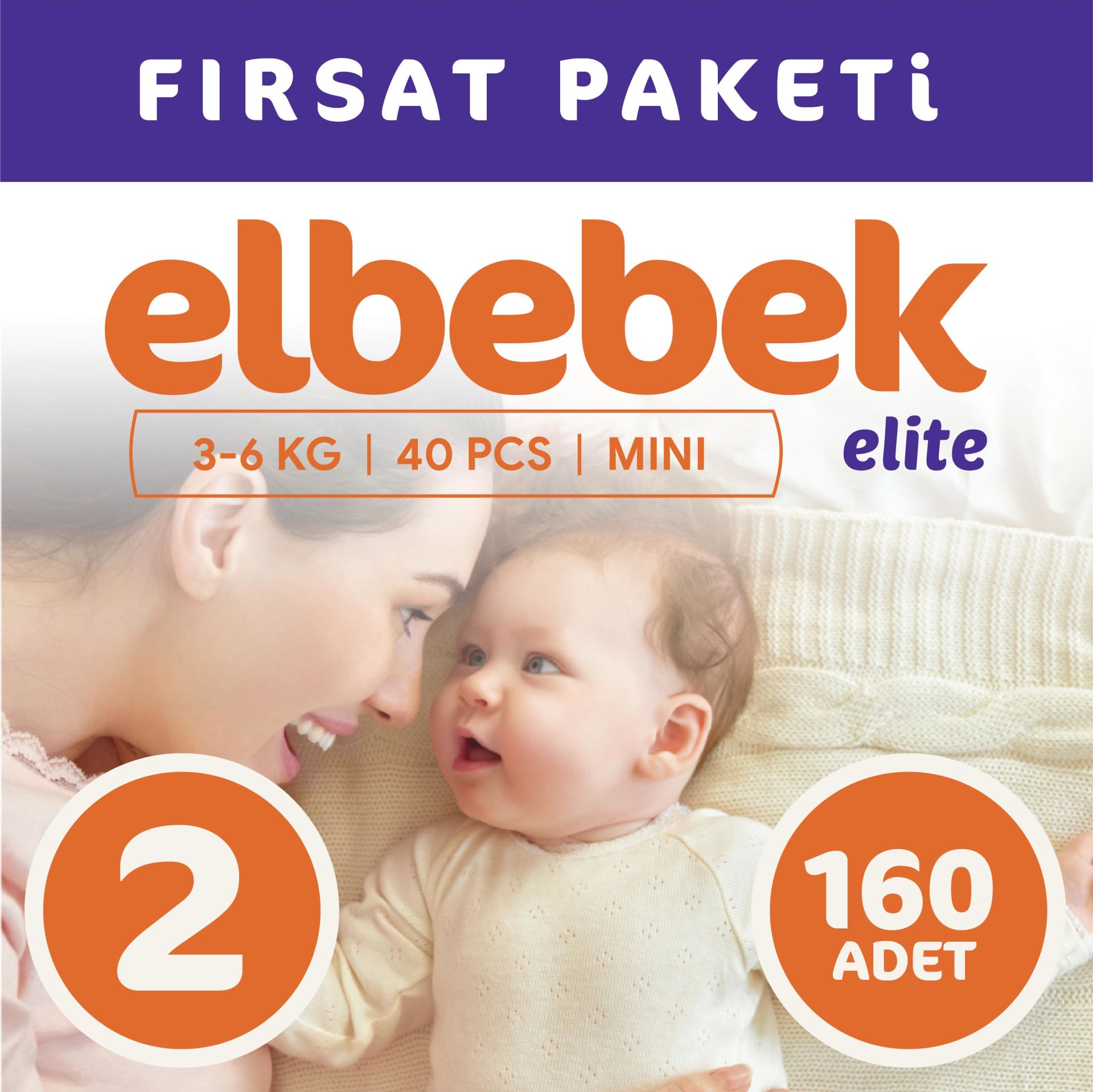 ELBEBEK ELİTE BEBEK BEZİ 2 NUMARA MİNİ 160 ADET