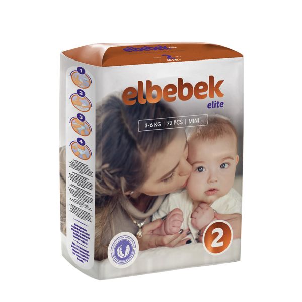 ELBEBEK ELİTE BEBEK BEZİ 2 NUMARA MİNİ 72 ADET