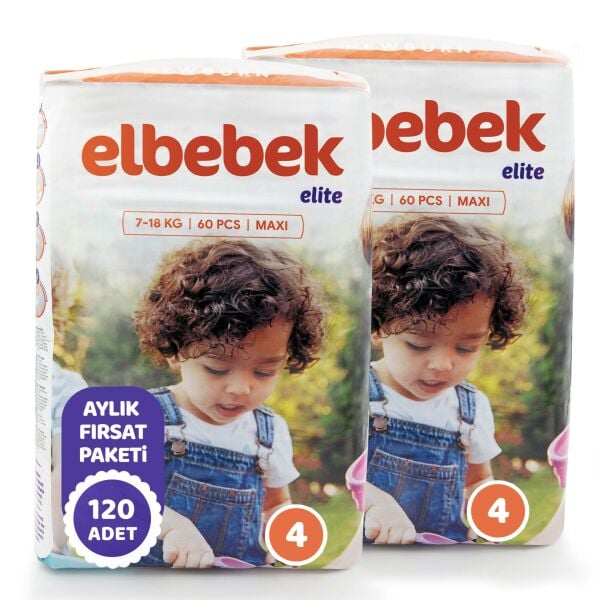 ELBEBEK ELİTE BEBEK BEZİ 4 NUMARA MAXİ 120 ADET