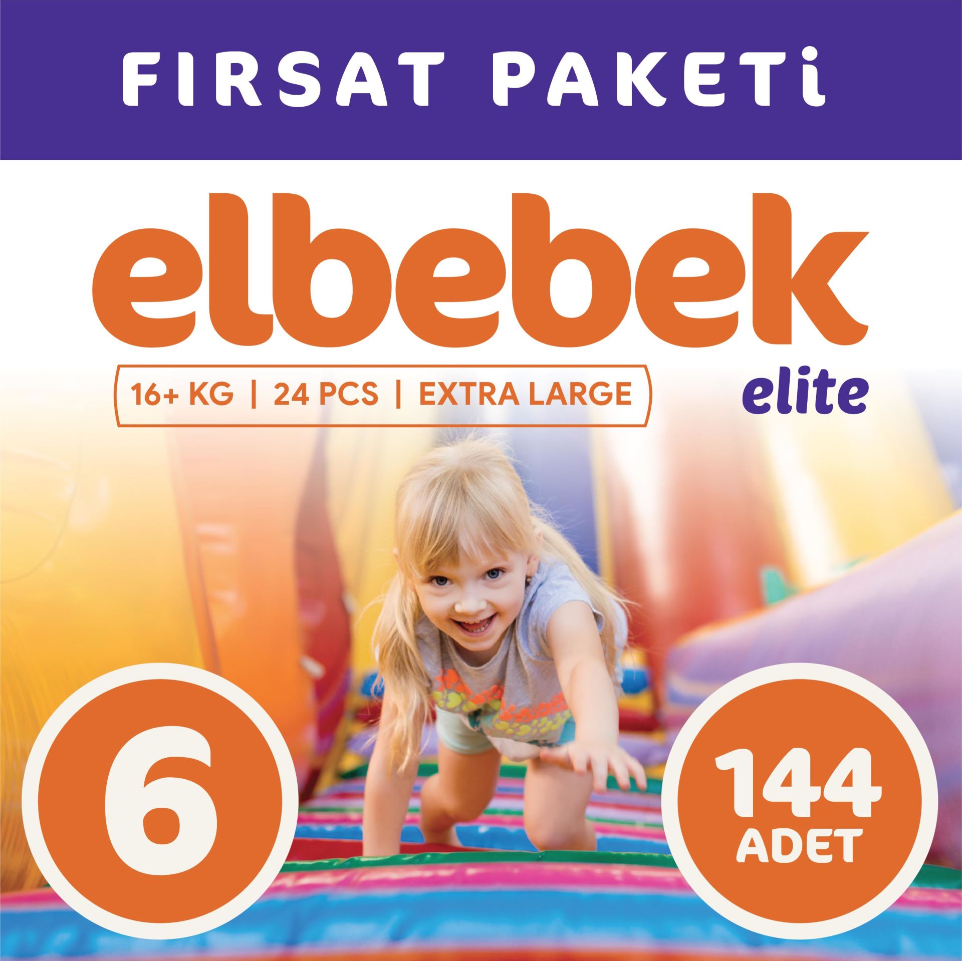 ELBEBEK ELİTE BEBEK BEZİ 6 NUMARA X LARGE 144 ADET