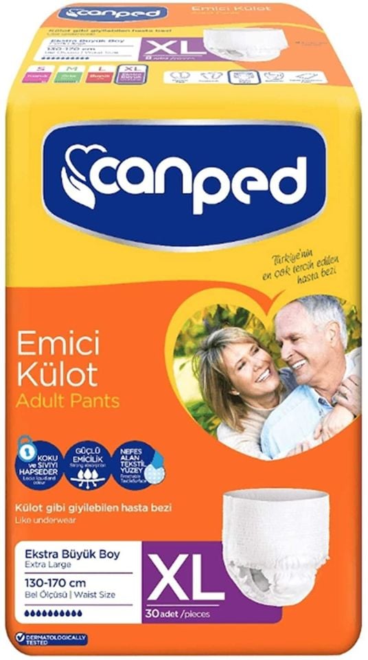 Canped Ekonomik Emici Külot 30 Adet // XL Bel Ölçüsü : 130 - 170 Cm