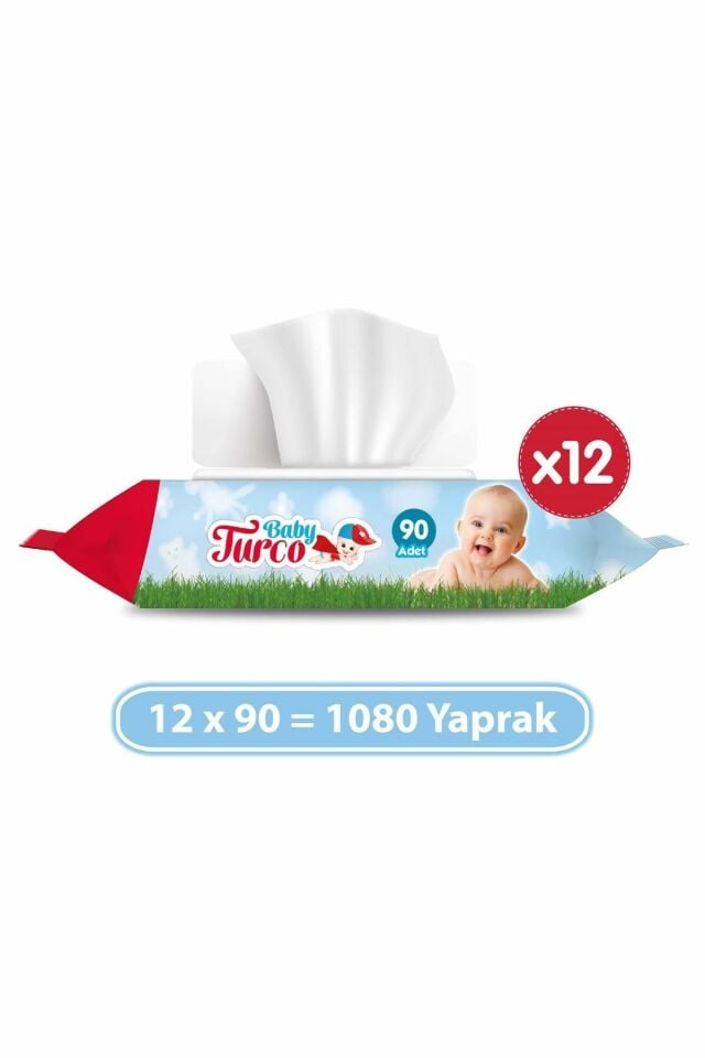 Baby Turco Islak Bebek Havlusu 90 lı Kapaklı x 12 Adet