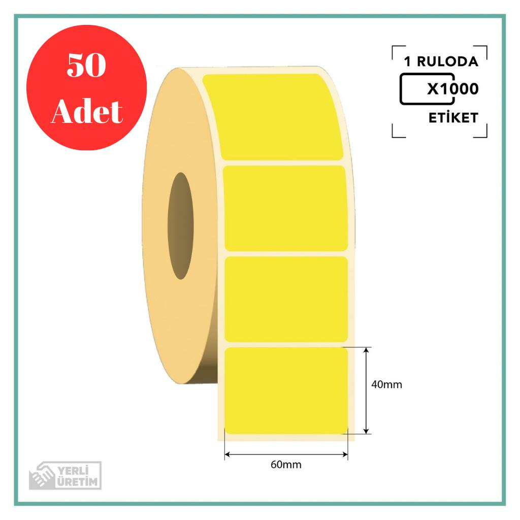 Eczane Etiketi Sarı Zeminli 40 mm × 60 mm - 1.000 Adet x 50 Rulo