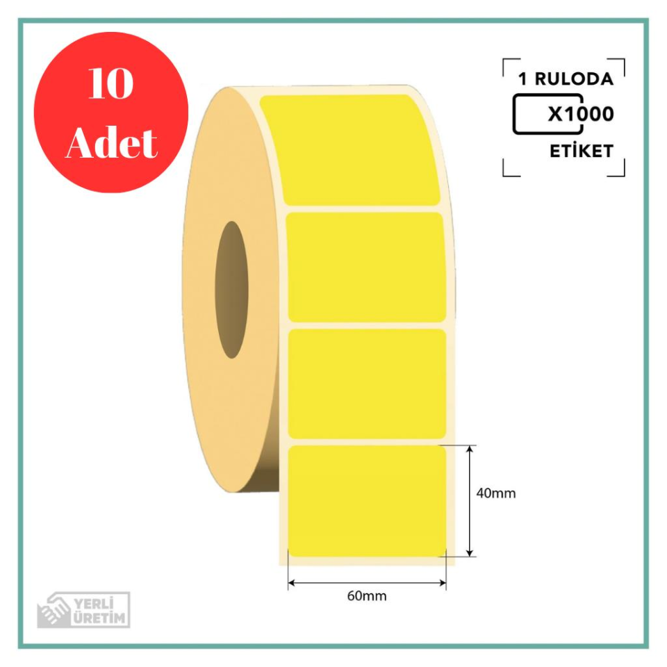 Eczane Etiketi Sarı Zeminli 40 mm × 60 mm - 1.000 Adet x 10 Rulo