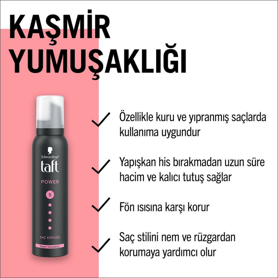 Taft Saç Köpüğü Power No: 5 Kaşmir Yumuşaklığı 150 ml