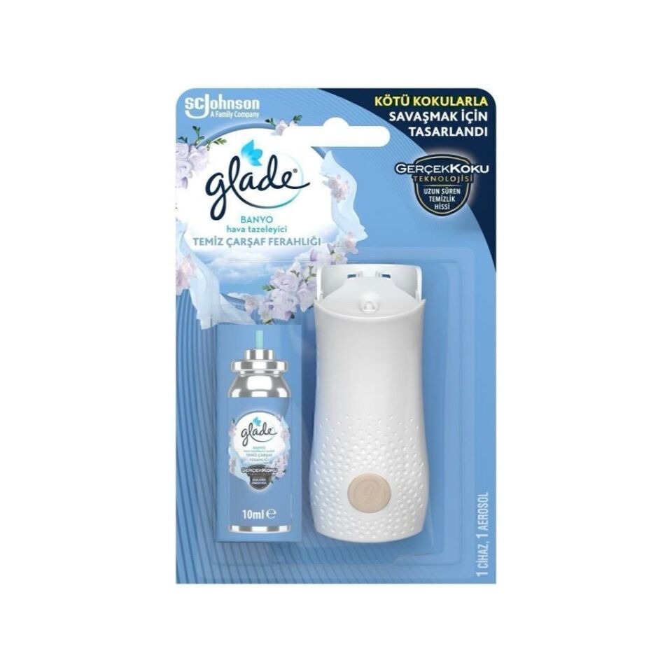 Glade Banyo Hava Tazeleyici Cihaz + Yedek Temiz Çarşaf Ferahlığı 10 ml