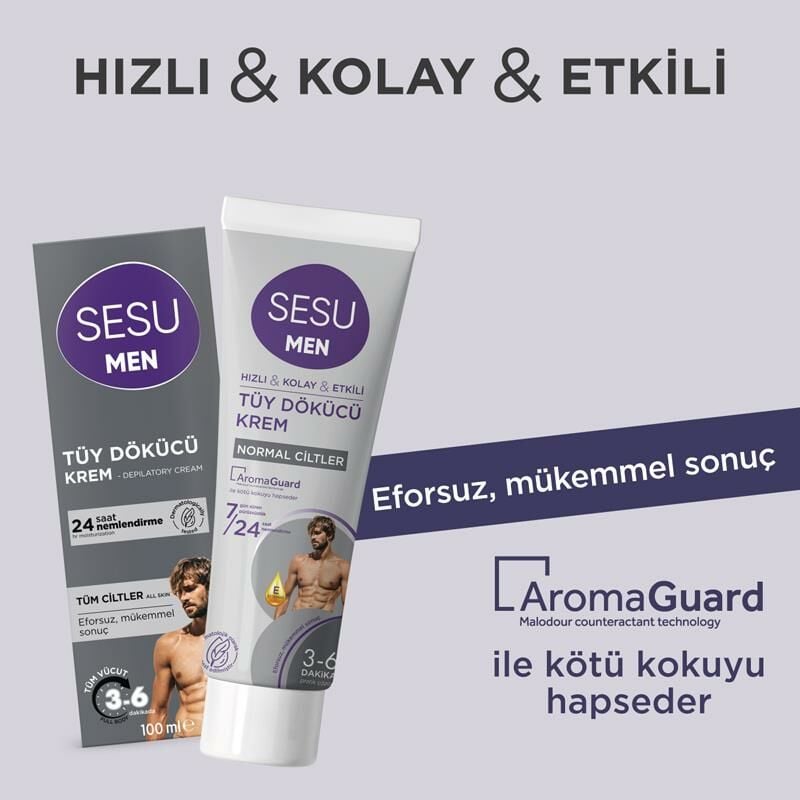 Sesu Men Erkek İçin Tüy Dökücü Krem 100 Ml