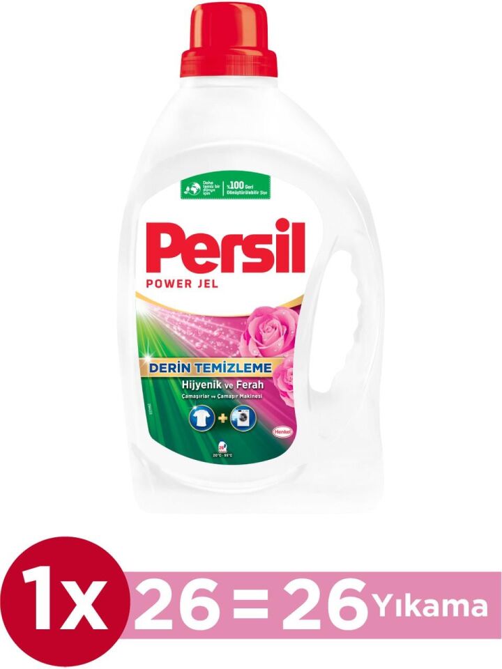 Persil Power Jel Çamaşır Makinesi Sıvı Deterjanı Gül Beyazlar İçin 26 Yıkama 1,690 L