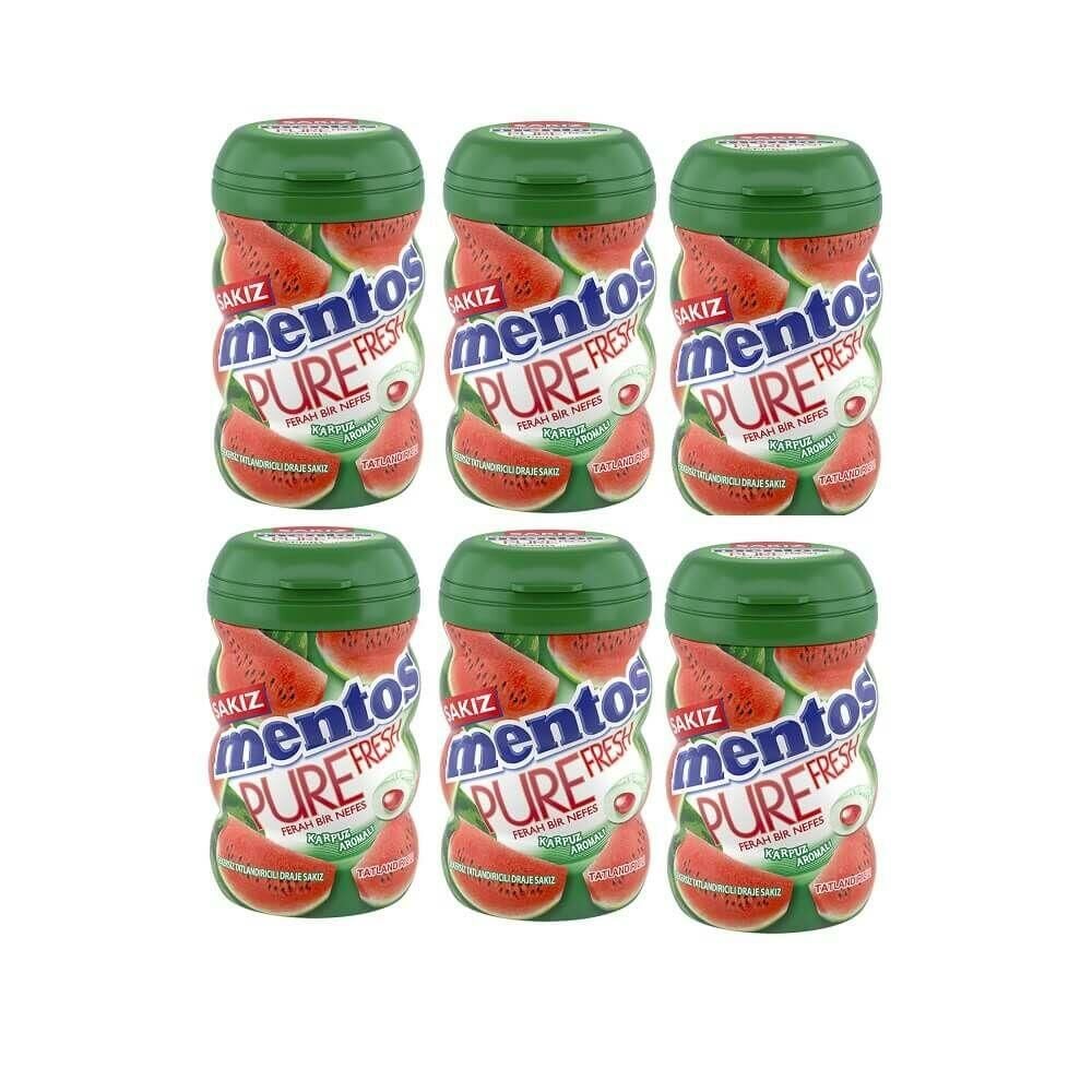 Mentos Fresh Pure Şekersiz Tatlandırıcılı Sakız 6 Adet x 90 g - Karpuz Aromalı