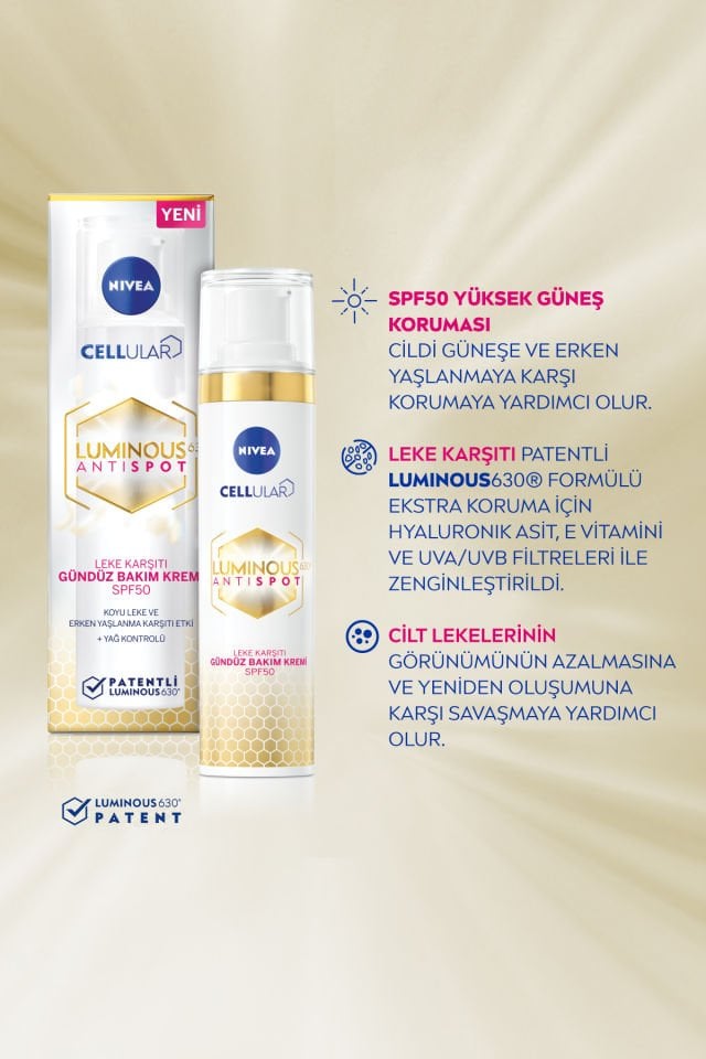 Nivea Cellular Luminous Anti Spot Leke Karşıtı Gündüz Bakım Kremi 40 ml Spf 50