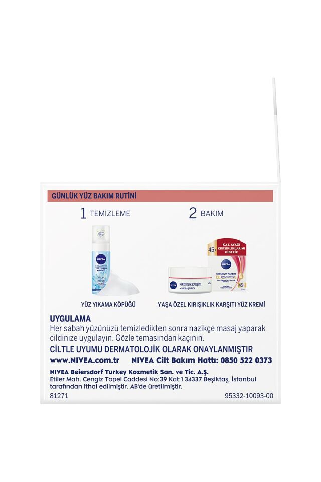 Nivea Kırışıklık Karşıtı Sıkılaştırıcı Yaşa Özel Yüz Bakım Kremi 45+ Yaş 50 ml