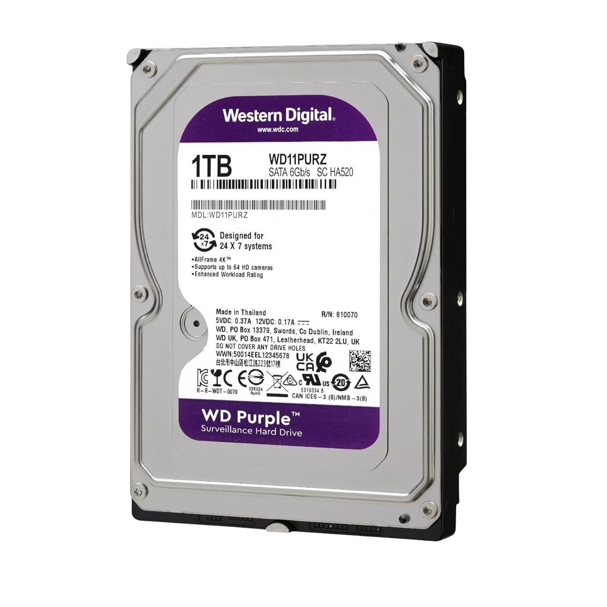 WD Purple 1TB Güvenlik Kamerası Diski - 5400 RPM