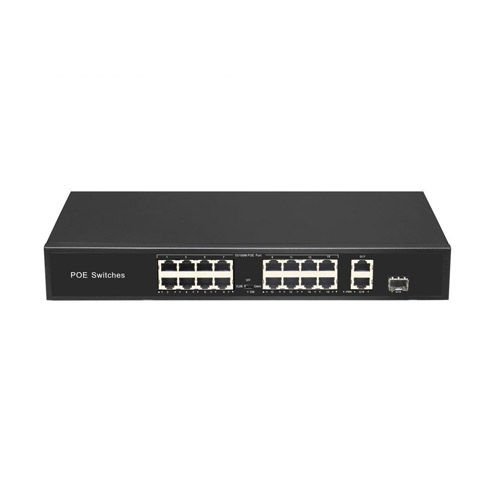 16 Port 10/100/1000 Poe Switch 2 Up Link 1 Sfp Girişli 200W