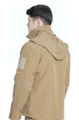 Çapraz Cepli Askeri Tactical Softshell Polar Mont SİYAH - M