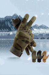 Taktik Tam Parmak Dokunmatik Eldiven-Motosiklet-Bisiklet-Spor-Outdoor-Eldiven HAKİ - XL
