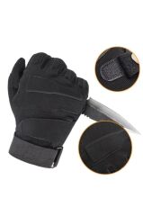 Taktik Tam Parmak Dokunmatik Eldiven-Motosiklet-Bisiklet-Spor-Outdoor-Eldiven SİYAH - L