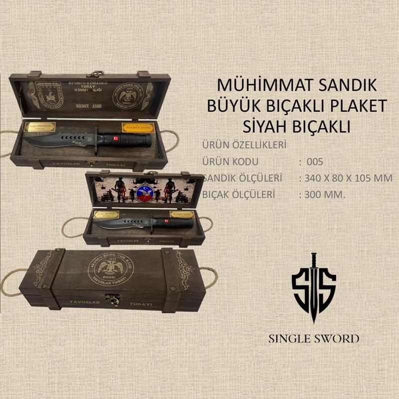 Single Sword Mühimmat sandığı Büyük Siyah Bıçaklı Plaket