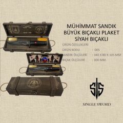 Single Sword Mühimmat sandığı Büyük Siyah Bıçaklı Plaket
