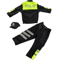 Kız&Erkek Çocuk Polis Kıyafeti (Şapka, Gömlek, Pantolon Takımı) Yeni Model SARI - 10