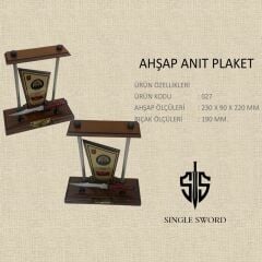 Single Sword Ahşap Kasaturalı Anıt Plaket