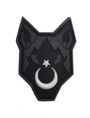 Single Sword 3D Plastik Kurt Kol Arması - Cırtlı Arma Peç SİYAH