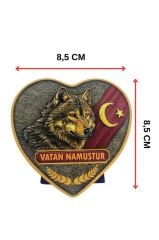 Vatan Namustur 3D Kurt Başlı Stantlı Masa Üstü 8,5 cm