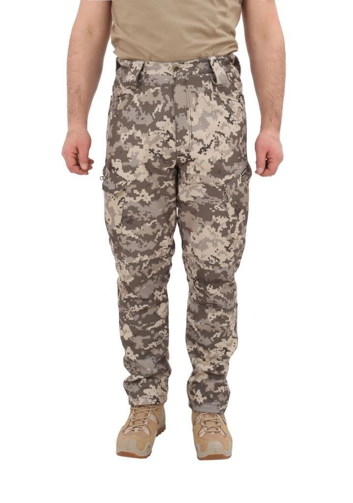 Single Sword Outdoor Softshell Su&Rüzgar  Geçirmez Taktik Erkek Pantolon (İçi Polarlı) PİKSEL - 2XL