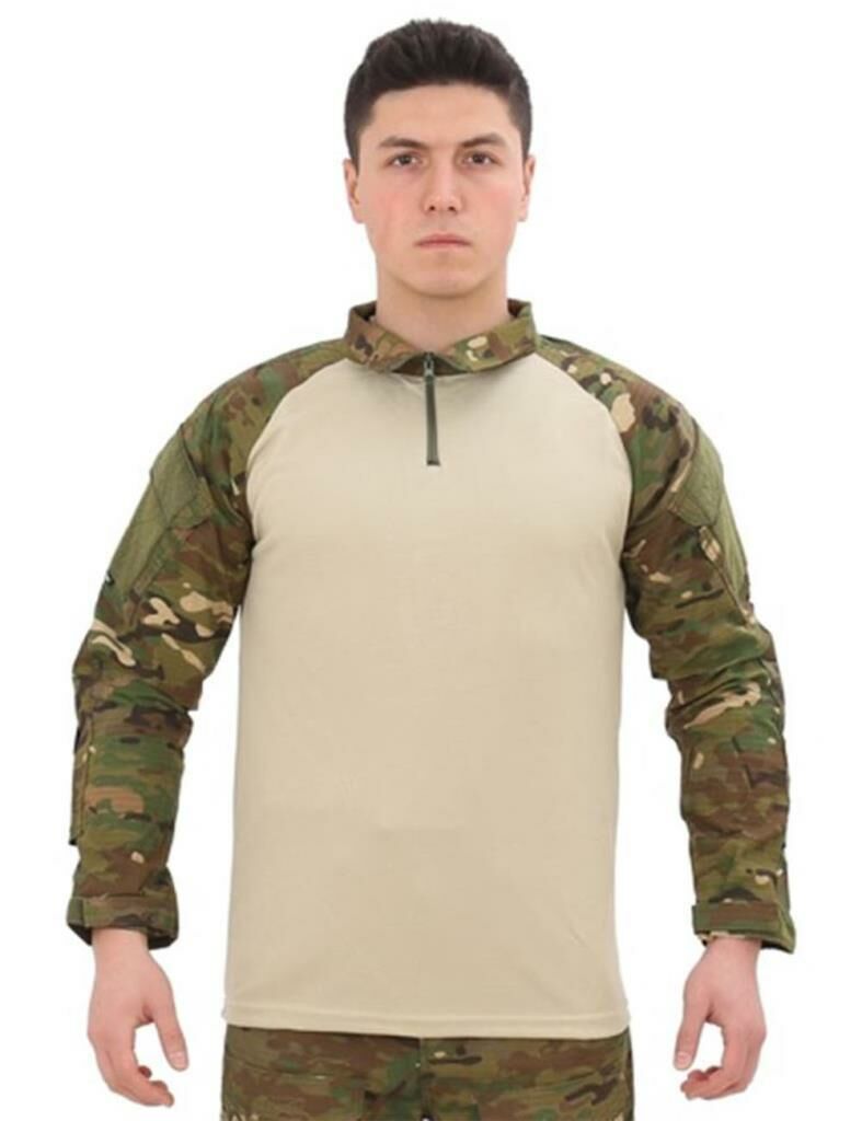 Single Sword Dirseklik Tasarımlı Polo Yaka Erkek Combat Tişört PİKSEL - 2XL