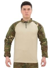 Single Sword Dirseklik Tasarımlı Polo Yaka Erkek Combat Tişört PİKSEL - 2XL
