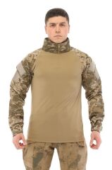 Single Sword Dirseklik Tasarımlı Polo Yaka Erkek Combat Tişört MULTİCAM - 3XL