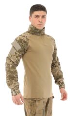 Single Sword Dirseklik Tasarımlı Polo Yaka Erkek Combat Tişört PİKSEL - 2XL