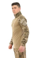 Single Sword Dirseklik Tasarımlı Polo Yaka Erkek Combat Tişört PİKSEL - 2XL
