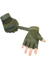 Single Sword Yarım Parmak Taktik Eldiven Bisiklet Motosiklet Outdoor Eldiven HAKİ - 2XL
