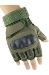 Single Sword Yarım Parmak Taktik Eldiven Bisiklet Motosiklet Outdoor Eldiven HAKİ - 2XL
