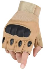 Single Sword Yarım Parmak Taktik Eldiven Bisiklet Motosiklet Outdoor Eldiven BEJ - 2XL