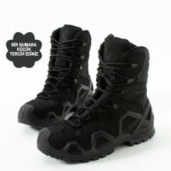 Single Sword Hakiki Deri Su Geçirmez  Erkek&Kadın Taktik Askeri Kışlık Bot ve Postal SS603 SİYAH - 37