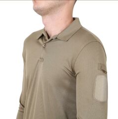Single Sword Polo Yaka Uzun Kol Taktik T-Shirt GRİ - M